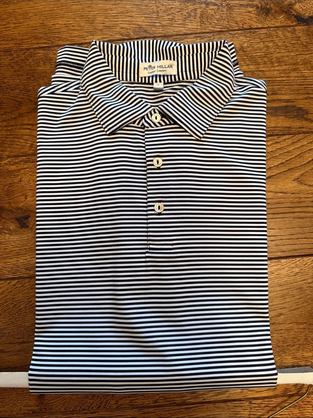 Peter Millar Black & White Micro-Striped Polo